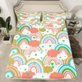 thumbnail image 2 of Feelyou Dreamy Rainbow Cloud Twin Sheet Sets, Kawaii Stars Starry Sky Twin Fitted Sheet, Teens Kids Boys Girls Flat Sheet, Microfiber Bedroom Decor, 3pcs, 2 of 7
