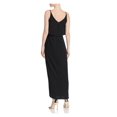 thumbnail image 2 of AQUA Womens Black Spaghetti Strap V Neck Tea-Length Hi-Lo Formal Dress Size: 0, 2 of 2