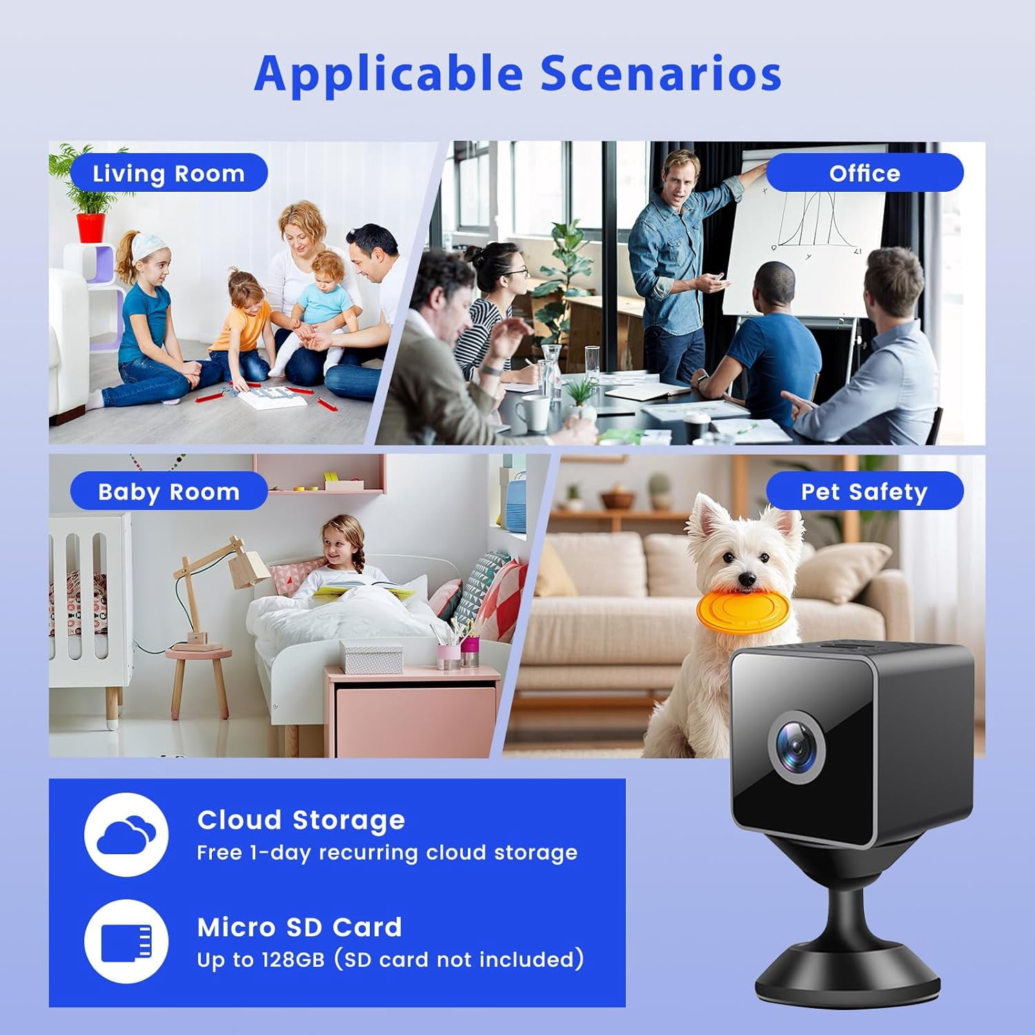 Wrongduck Mini Wireless Security Camera, 1080P HD Magnetic WiFi Micro Camera with Motion Detection, Night Vision, Cloud & SD Storage, Nanny Cam for Home, Pet, Baby, and Office Indoor/Outdoor