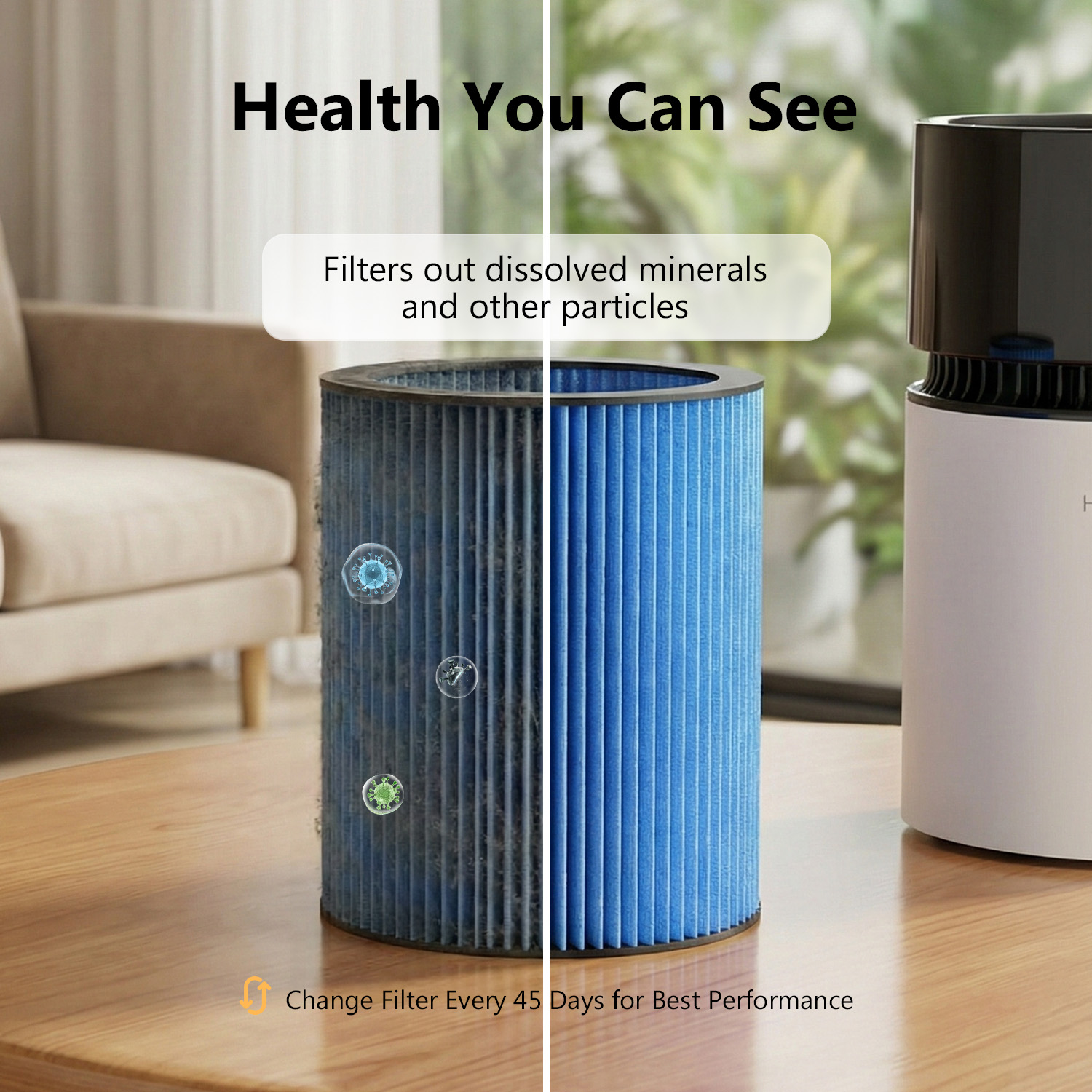 Fimilo 3L Evaporative Humidifier with Filter, mistless humidifier up to 270 Sqft, Fogless Humidifier with Touch Control & 1-8H Timer, Sleep Mode, Night Light, Easy-Clean for Home Office