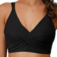thumbnail image 4 of Staron Women's Swimwear Conservative Bikini Top High Waist Two-Piece Set with Padded Cups Beach Vacation Elegant Sporty Swimsuit, Black L, 4 of 6