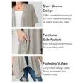 thumbnail image 5 of SHOWMALL Women's Plus Size Summer Shrugs Draped Front Open Boleros Light Gray 3X Casual Short Sleeve Lightweight Cardigan Layering Coat, 5 of 8