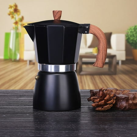 

300ml Italian Espresso Stove Top Coffee Maker Percolator Pot 6 Cups Black