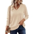 thumbnail image 3 of PRETTYGARDEN Women's V Neck Sweaters Fall Casual Long Sleeve Classic Pullover Cozy Knit Tops Loose Basic Winter Clothing, 3 of 8