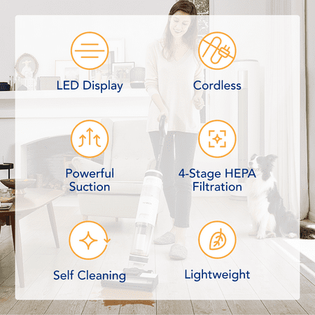 Tineco - iFloor 3 Plus – 3 in 1 Mop, Vacuum & Self Cleaning Floor Washer - White and Gray