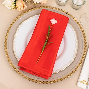 BalsaCircle 5 Red Square 20x20 in Striped Satin Dinner Table Napkins Party Events Reception Decorations Supplies