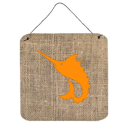 Wall Swords - Fish - Sword Fish Burlap and Orange Wall or Door Hanging Prints BB1097