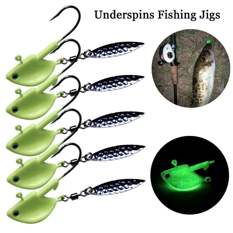 QualyQualy Fishing Jig Heads with Willow Blades Bass Jigs Underspin Jig  Heads for Bass Trout Walleye 1/4oz 5Pcs, Jigs -  Canada