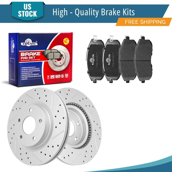 YXPCARS 6PCS Front Brake Kits, Drilled & Slotted Brake Rotors   Ceramic Brake Pads Kit for 2007-2012 Nissan Altima (31464 815)