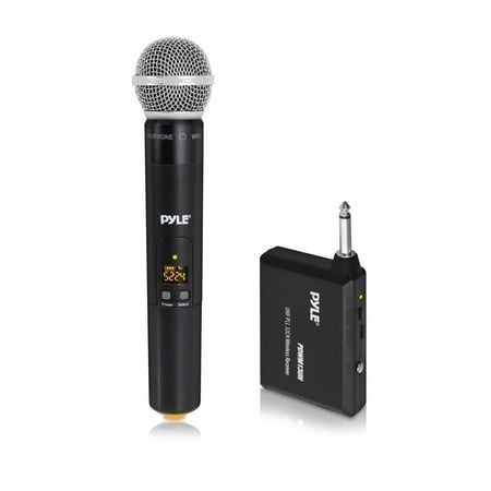 Uhf Cordless Microphone System PYLE PDWM13UH - UHF Wireless Microphone System - Handheld Mic & Wireless Transmitter with Universal Plug-and-Play Audio ()