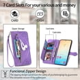 thumbnail image 4 of SYITOOCK Phone Case for Samsung Galaxy S24 Plus, Shockproof PU Leather Wallet Case with Card Slots Anti-Scratch Stand Magnetic Flip Zipper Pocket Cover for Samsung Galaxy S24 Plus, Purple, 4 of 6