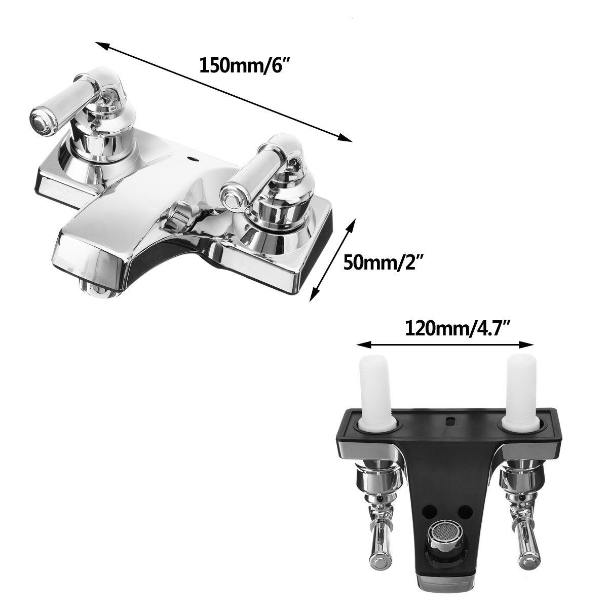 4-Inch Centerset Chrome Bathroom Sink Faucet with Dual Handles photo 7