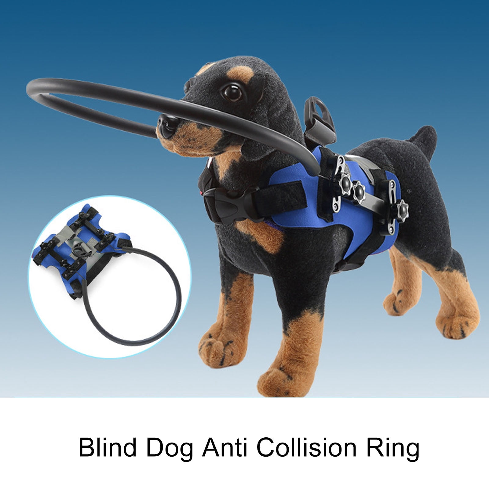 Riousery Ring Harness for Blind Dog Easy Fixation Sturdy Adjustable Blind Dog Ring Bumper Guards for Blind Pets, Protective Vest Ring for Vision Impaired Dogs Cats, Blue M (Medium) Size