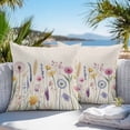 thumbnail image 4 of Pastoral Flowers Outdoor Pillow Covers Pack of 2 Wildflowers Retro Plants Linen Texture Waterproof Throw Pillow Covers Decorative Cushion Cases for Patio Garden Tent Balcony Couch 18x18 inch, 4 of 8