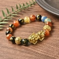 thumbnail image 2 of Feng Shui Wealth Bracelet for Men Women, Colorful  Beads Stretchable Good Luck Bracelet  Gold Plated Dragon Jewelry Lucky Women 6.50" Birthday Christmas Gifts, 2 of 5