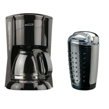 Brentwood Appliances TS-218B 12-Cup Coffee Maker (Black; Digital) and CG-158B 4-Ounce Coffee & Spice Grinder