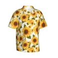 thumbnail image 2 of Hawaiian Shirt For Men, Yellow Polka Dot Sunflower Mens Button Down Short Sleeve Shirt, Summer Beach Shirts For Men, 2 of 2