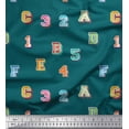 thumbnail image 1 of Soimoi Rayon Fabric Numbers & Alphabets Text Print Fabric by The Yard 56 Inch Wide, 1 of 3