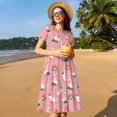 thumbnail image 4 of Fotbe cartoon goose rainbow Pattern Dress Casual Womens Fashion Short Sleeve Maxi Dress T Shirt Dress Striped Long Color Block Maxi Dress, 4 of 6