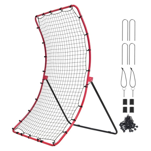 KFFKFF Softball and Baseball Rebound Net, 4 x 5.5 ft, Multi-Angle Pitch Return Trainer with Target Zone, Ideal for Practicing Ground Balls and Pop Flies