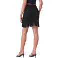 thumbnail image 3 of INSPIRE CHIC Women's Faux Suede Skirt Fringe Trim High Waist Vintage Casual Mini Skirts M Black, 3 of 6