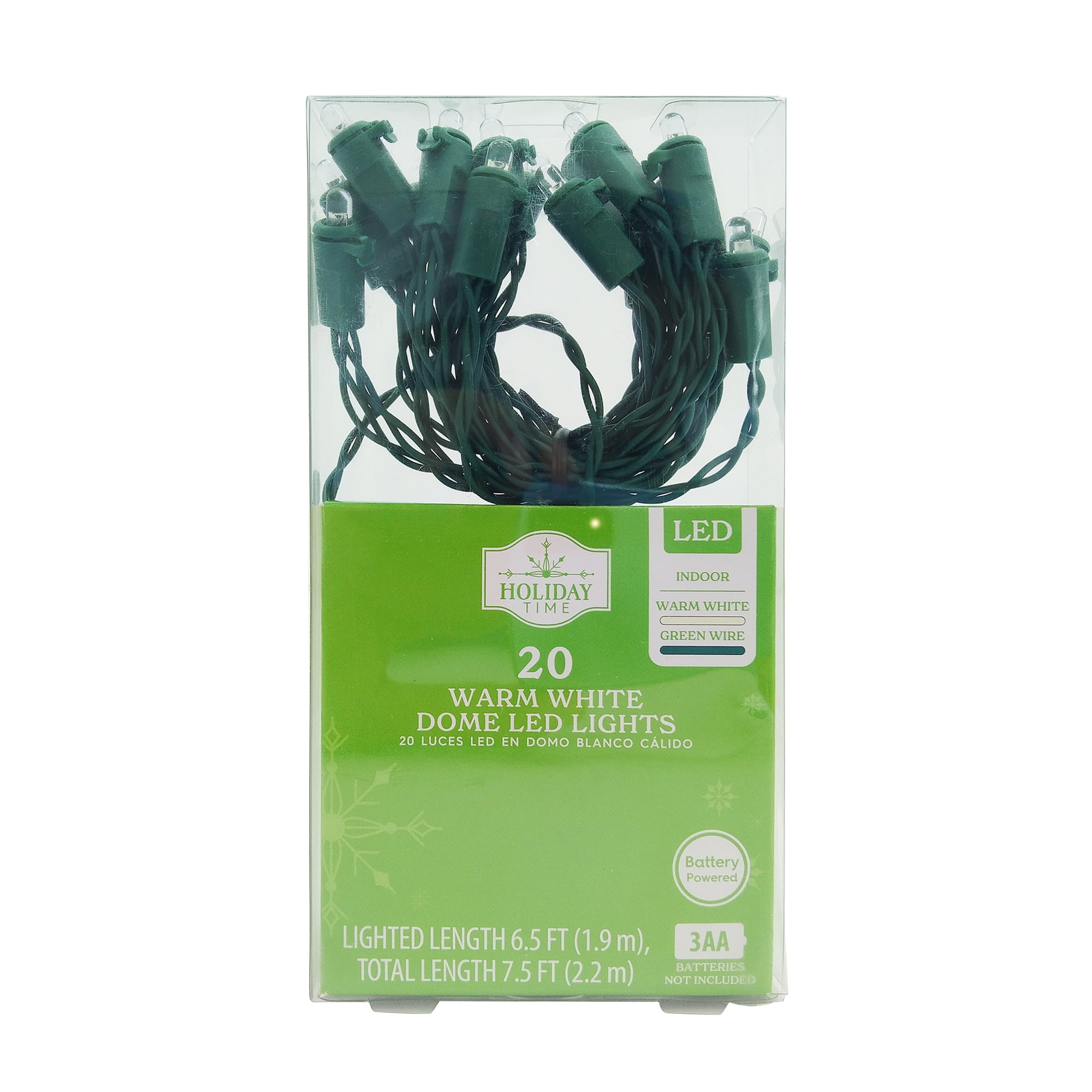 Wintergreen 19260 20 Battery Operated Red 5mm LED Lights, Green Wire