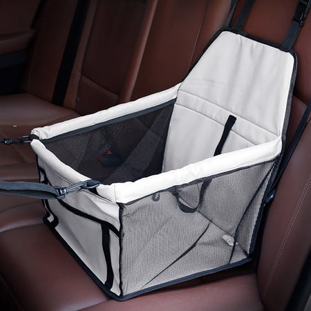 Pet Bed for Cars Dog Car Bed with Easy Install Cozy Booster Seat for Small Dogs Vehicle Passenger Couch Built-In Storage Pocket, 40 cm, Grey
