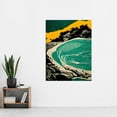 thumbnail image 2 of Beach Lagoon Abstract Marbled Seascape Mustard Teal Extra Large XL Wall Art Poster Print, 2 of 3