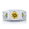 thumbnail image 2 of Gem Stone King Round Yellow Citrine Canary Diamond 1.53 Ct 925 Sterling Silver Men's Ring, 2 of 2