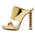 thumbnail image 2 of FSJ Women Open Toe Chain Chunky High Heel Sandals Double Strap Slip on Mules Sexy Prom Evening Dressy Shoes Size 15 Gold, 2 of 5