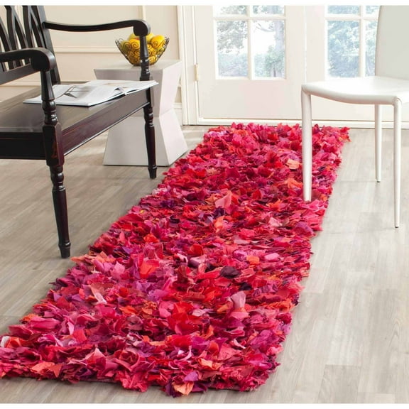 SAFAVIEH Rio Cassandra Confetti Polyester Shag Runner Rug, Fuchsia/Multi, 2'3" x 9'