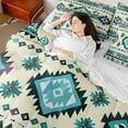 thumbnail image 5 of Manfei Bohemian Aztec Adult 7-Piece Twin Bedding Sets, Cyan Triangle Stripes Bedding Comforter Set, Hippie Tribal Style Reversible Sheet Sets, Luxury Bedroom Decor, 5 of 8