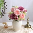 thumbnail image 5 of JHyouerji Faux Peony Rose Artificial Flower Bouquet 13x2 Inch Dual Pink Plastic Floral Stem for Wedding Table Home Vase Decor, 5 of 7