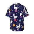 thumbnail image 5 of Uemuo Lama in Space Pattern Cotton Linen Short Sleeve Shirts,Casual Lightweight Button Down Shirts,Vacation Beach Summer Tops-Medium, 5 of 7