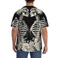 thumbnail image 3 of Lsque Skeletons Love Flowers print Men's Cuban Collar Short Sleeve Shirt Summer Beachwear Casual Button Down Fashionable Vacation Leisure Shirt-X-Large, 3 of 7