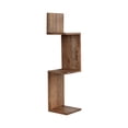thumbnail image 6 of Sculptural Zig Zag Corner Wall Shelf for Home Decor - Mango Wood Hanging Storage Organizer for Living Room and Office Styling - Wall Organizer for Entryway or Dorm Decor - 33", Brown, 6 of 11