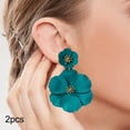 thumbnail image 1 of Pendientes colgantes de flores, pendientes de pétalos florales, pendientes colgantes para vacaciones, mujeres, niñas, joyería del día de San Valentín, Verde, 1 of 8