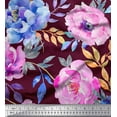 thumbnail image 1 of Soimoi Red Rayon Fabric Leaves & Floral Printed Craft Fabric by The Yard 56 Inch Wide, 1 of 1