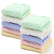 10-Pack Towels & Baby Muslin Washcloths Set, 12x12 inches, Soft Cotton Face Towels for Sensitive Skin