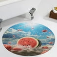 thumbnail image 4 of Summer Fruit Watermelon Round Rugs -Washable Non-Slip Small Round Area Rug Throw Soft Circle Rugs for Bedroom, Modern Print Indoor Carpet for Entryway Sofa Living Room, 4 of 7