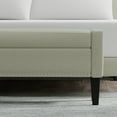 thumbnail image 3 of 52" Upholstered Storage Bench With Truncated Arms and Nailhead Trim in Beige, 3 of 7
