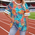 thumbnail image 3 of DailkTrvid Womens Oversized T-Shirts Round-neck Short Sleeve Blouses Fashionable Printed Color-blocked Tee Summer Casual Tops Loose Fit Shirts, 3 of 6