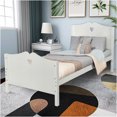 thumbnail image 2 of JERFIT White Twin Size Bed Frame with Headboard Footboard, Solid Wood Platform Bed with Slat Support, No Box Spring Needed, Modern Minimalist Design for Bedroom, 2 of 10