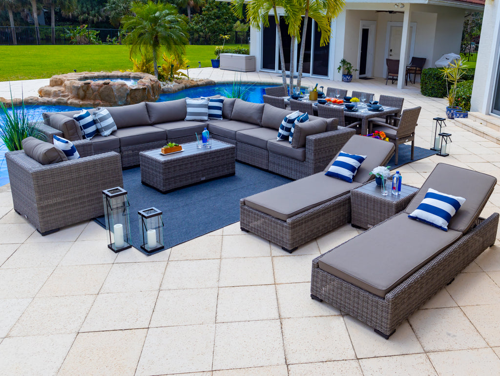 Tuscany 21Piece Resin Wicker Outdoor Patio Furniture Combination Set