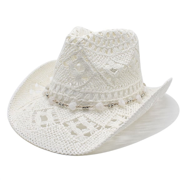 Afdoent Cowboy Hat For Women Summer Western Cowboy Hat Shapeable Straw Hat Hollowed Out Sun Hat Streetwear