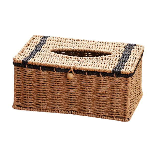 Funda para caja de pañuelos rectangular, estilo bohemio, organizador decorativo, dispensador de servilletas tejidas Estilo E