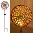 thumbnail image 4 of Muyoka Luz solar para jardín, tambor redondo, luz solar de estaca, IP65, resistente al agua, lámpara de arte de hierro solar, luz decorativa solar hueca de metal, luces de camino de paisaje solar para Muyoka Hogar, 4 of 7