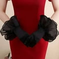 thumbnail image 6 of AINIYS Satin Full-Finger Gloves Ruffled-Cuff Elegant Gloves for Formal Events Cold Weather Outdoor Stylish Wear & Vintage Accessory Black Free Size, 6 of 7