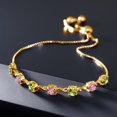 thumbnail image 3 of 18K Yellow Gold Plated Silver Green Peridot and Pink Lab Grown Diamond Infinity Tennis Bracelet for Women (2.88 Cttw, Gemstone August Birthstone, Round 4.5MM, Fully Adjustable up to 9 inch), 3 of 4