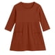 thumbnail image 1 of Odeerbi Niñas Vestido de Manga Larga de Punto Elástico Primavera Otoño Vestido de Algodón Con Bolsillo Color Sólido Vestido de Cuello Redondo, 1 of 3